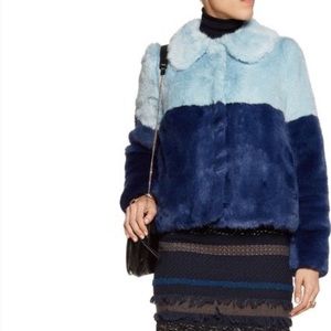 Alice + Olivia blue faux fur coat